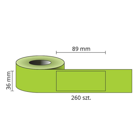 Etykiety kompatybilne DYMO 99012, 89mm x 36mm, papierowa zielona z trwałym klejem, 260 szt. na rolce