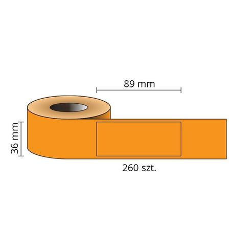 Etykiety kompatybilne DYMO 99012, 89mm x 36mm, papierowa pomarańczowa z trwałym klejem, 260 szt. na rolce 99012-CPO