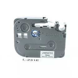Taśma laminowana Supvan biała/czarny druk,12 mm x 8m L-231E