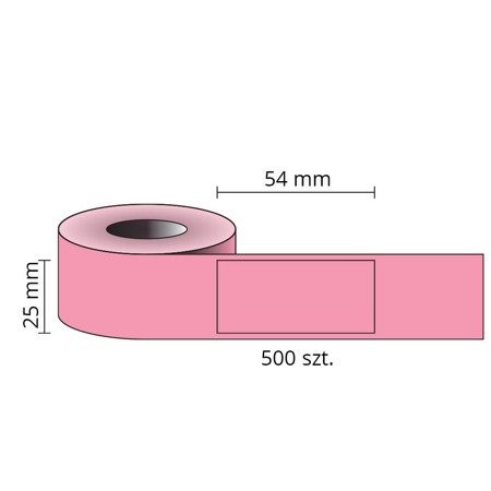 Etykiety kompatybilne DYMO 11352, 54mm x 25mm, papierowe różowe z trwałym klejem, 500 szt. na rolce