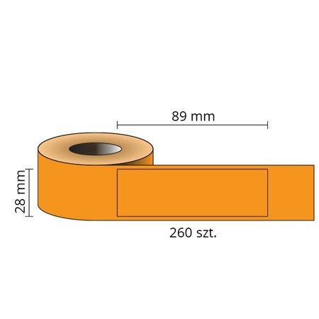 Etykiety kompatybilne DYMO 99010, 89mm x 28mm, papierowa pomarańczowa z trwałym klejem, 260 szt. na rolce