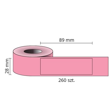 Etykiety kompatybilne DYMO 99010, 89mm x 28mm, papierowa różowa z trwałym klejem, 260 szt. na rolce