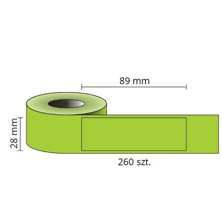 Etykiety kompatybilne DYMO 99010, 89mm x 28mm, papierowa zielona z trwałym klejem, 260 szt. na rolce