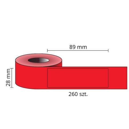 Etykiety kompatybilne DYMO 99010, 89mm x 28mm, papierowe czerwone z trwałym klejem, 260 szt. na rolce