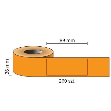 Etykiety kompatybilne DYMO 99012, 89mm x 36mm, papierowa pomarańczowa z trwałym klejem, 260 szt. na rolce 99012-CPO