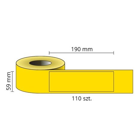 Etykiety kompatybilne DYMO 99019, 190mm x 59mm, papierowe żółte  z trwałym klejem, 110 szt. na rolce