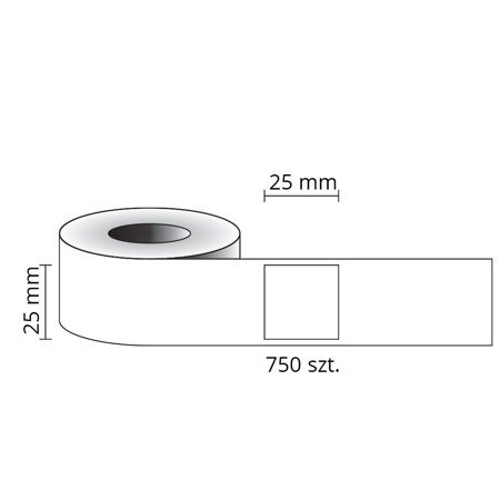 Etykiety kompatybilne DYMO S0929120, 25mm x 25mm, papierowe białe ze słabym klejem, 750 szt. na rolce